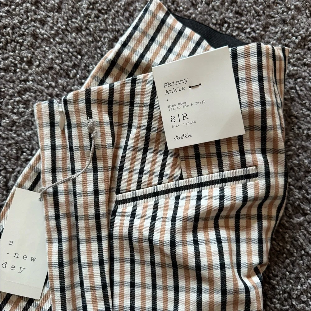 Plaid checkered skinny ankle dress pants - Picture 3 of 3